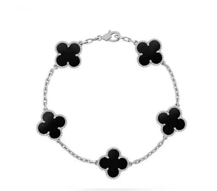 BRACELET FLORAL BEAUTY -  BLACK SILVER